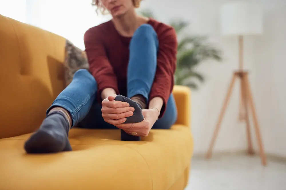 woman with diabetic foot pain